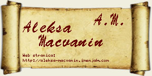 Aleksa Mačvanin vizit kartica